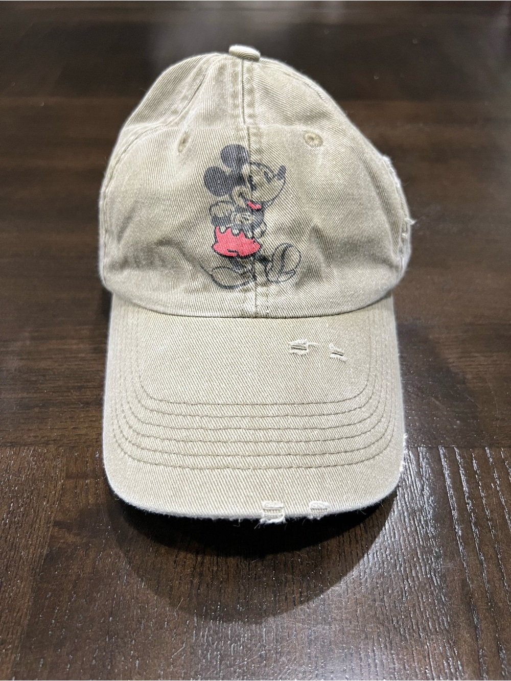 Vintage Disney Parks Mickey Mouse Beige Adjustable Baseball Cap Hat Adult
